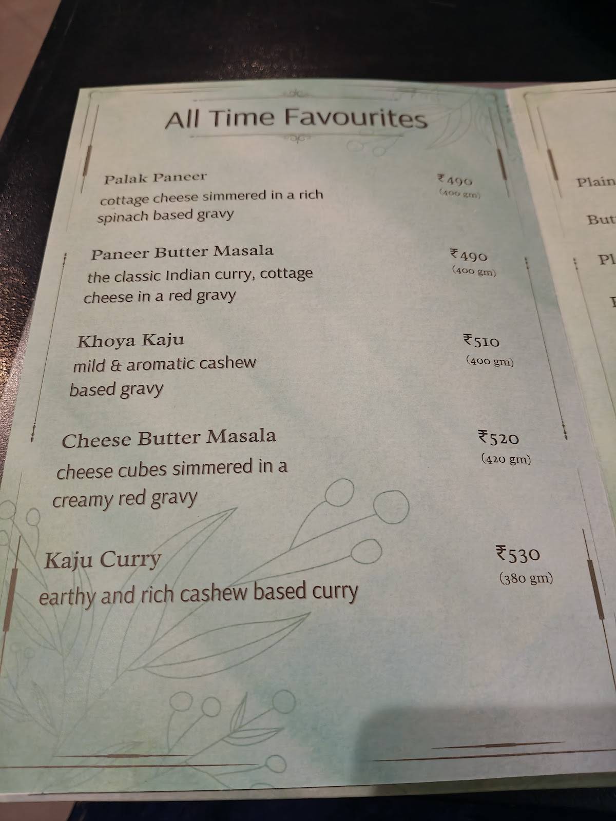 The Waterside Restaurant menu