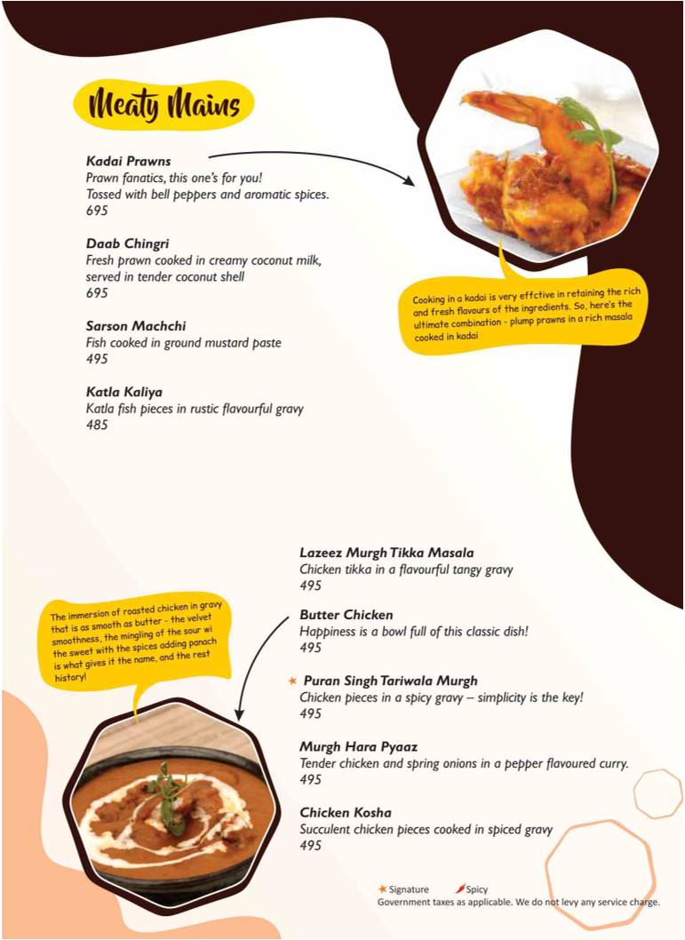The Yellow Chilli Restaurant menu