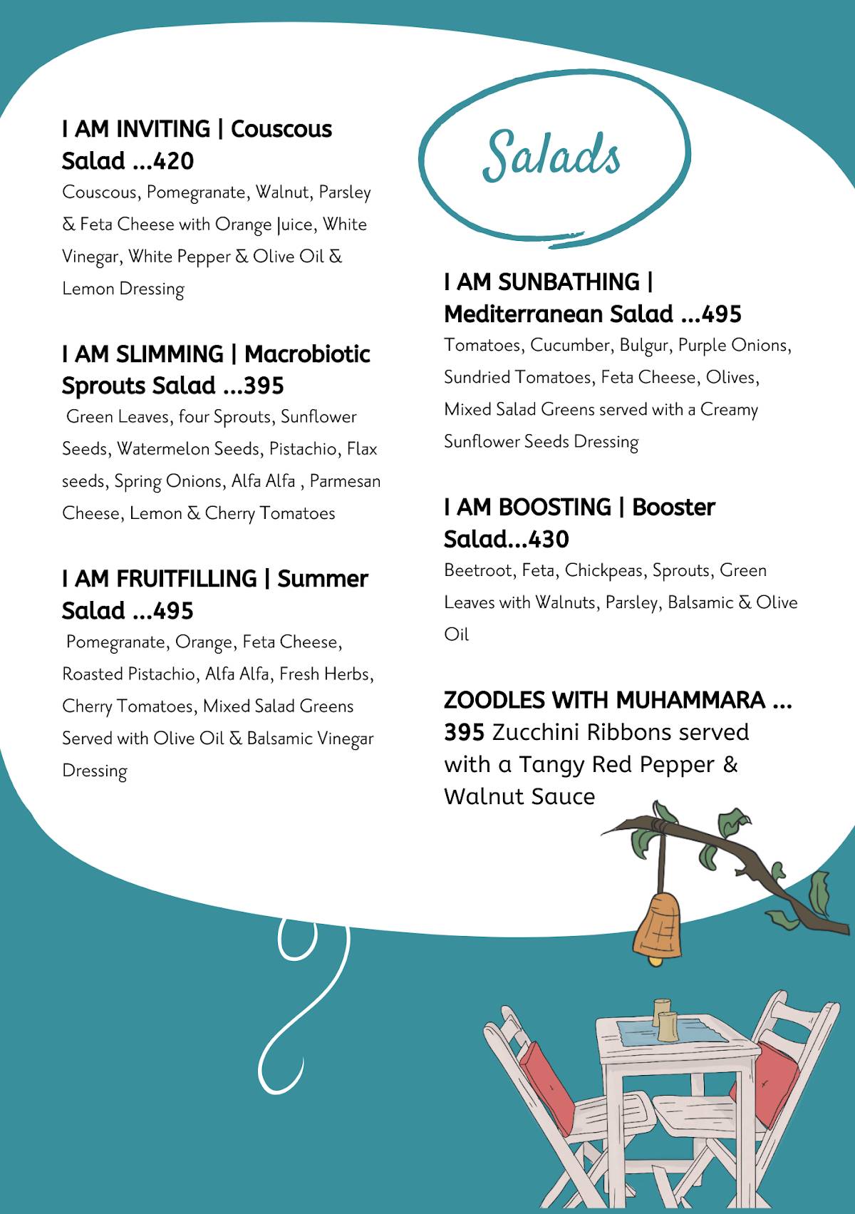 The Yoga House Studio & Cafe menu