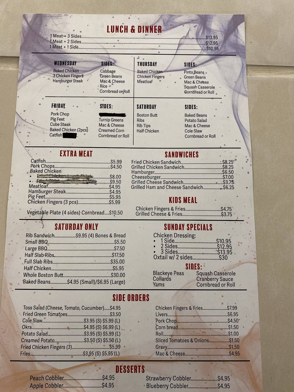 Menu at The choice restaurant, Gadsden, 531 Broad St