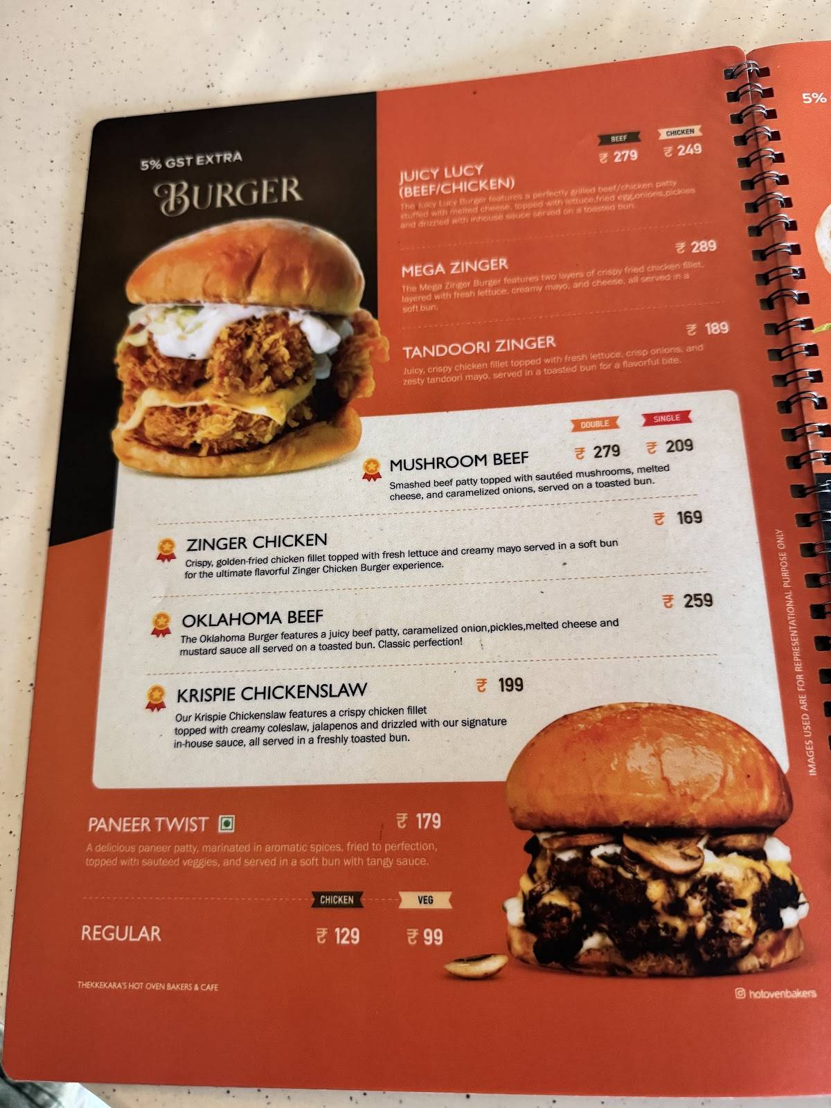 Thekkekara's Hot Oven Bakers & Cafe menu