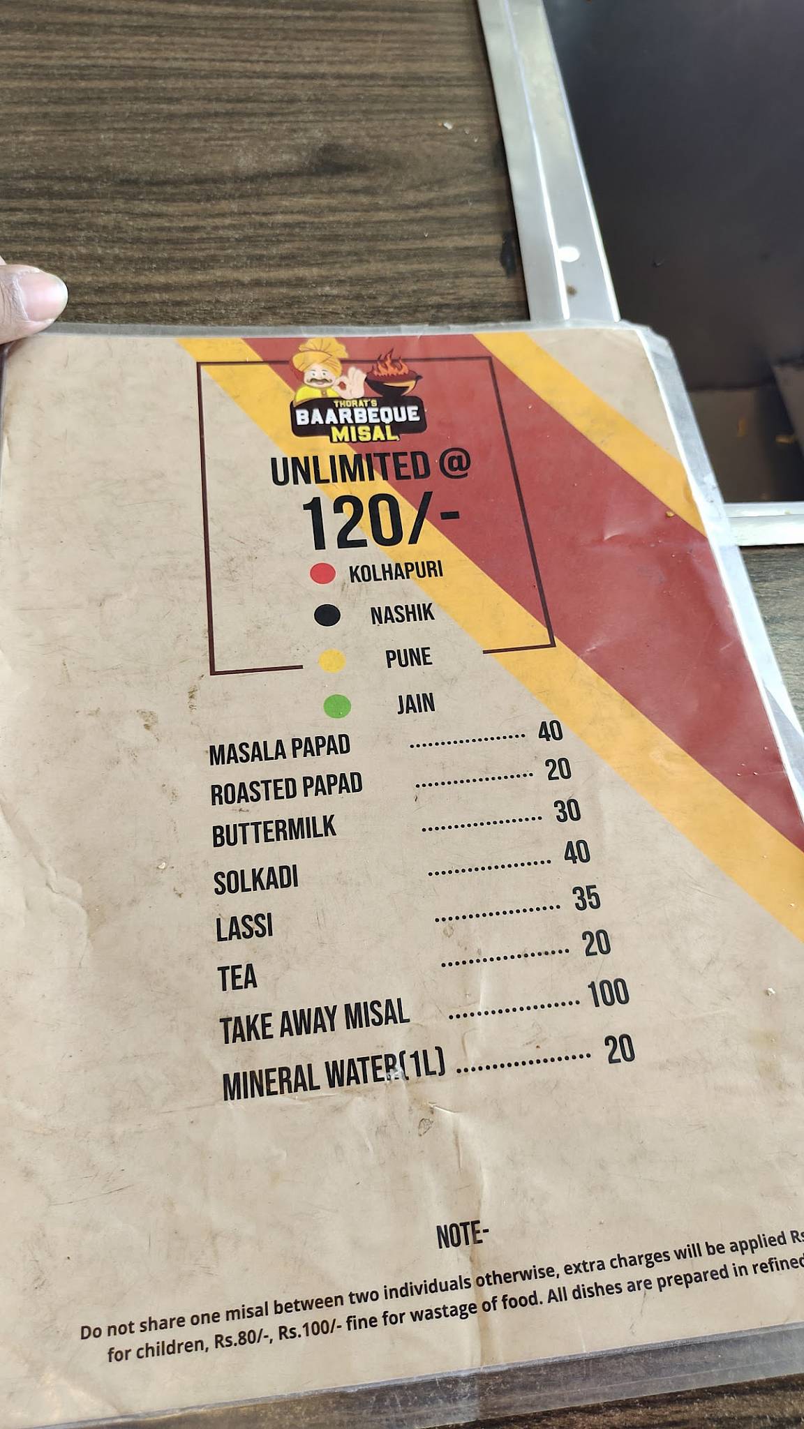 Thorat's Baarbeque Misal - Kharadi menu