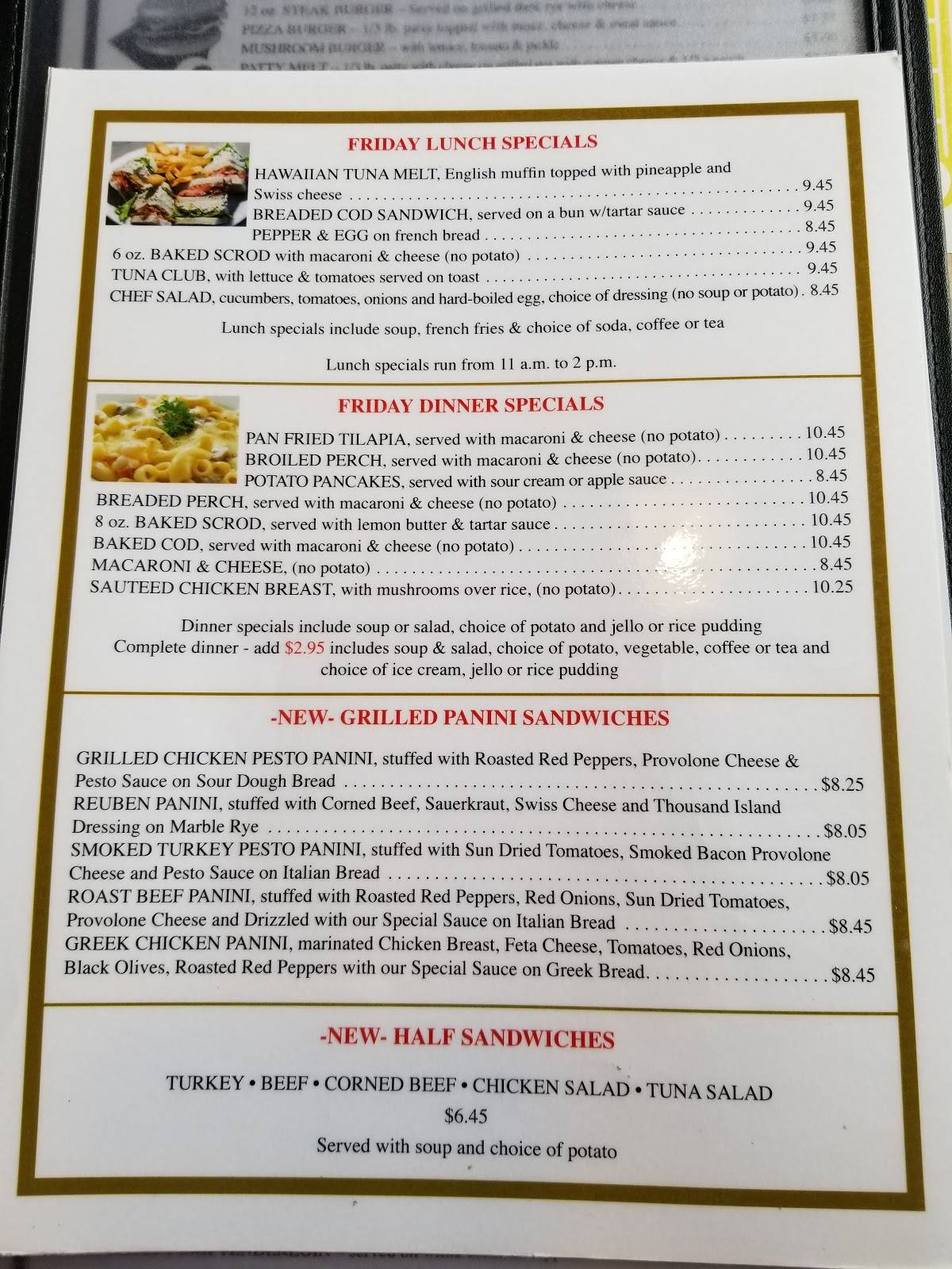 Menu at Three Sons Restaurant, Chicago