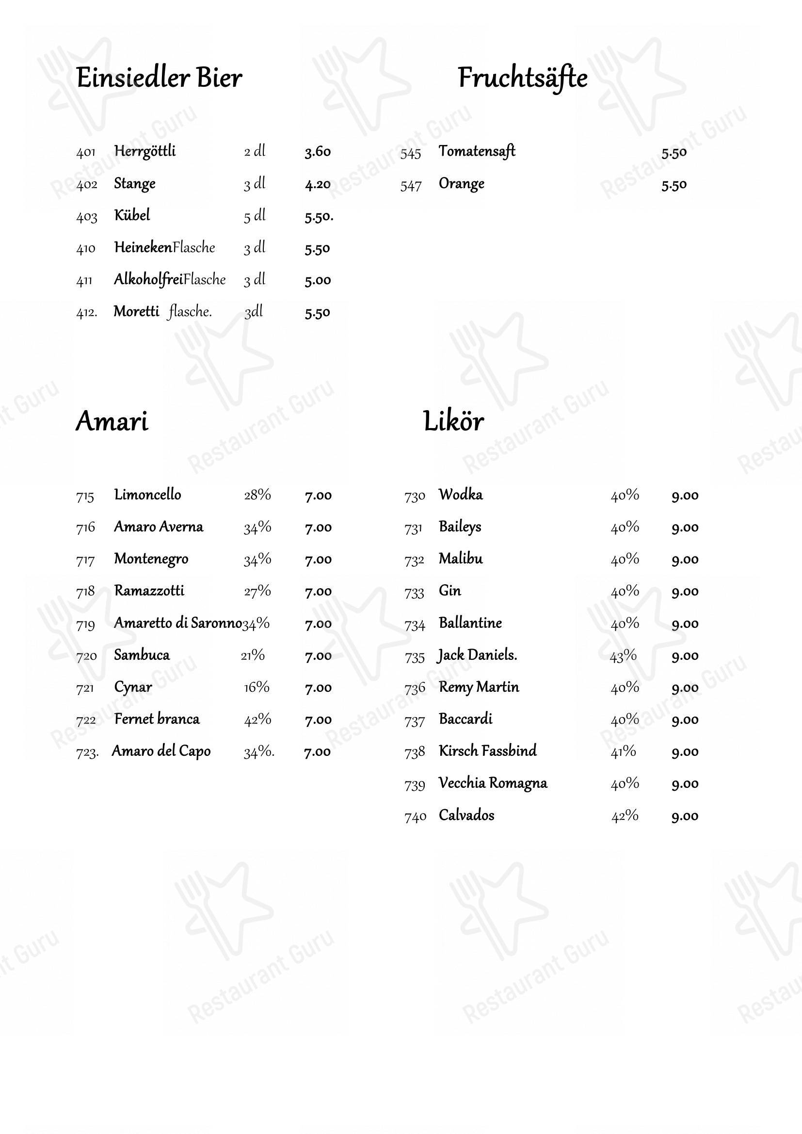 Menu per Time Out in Svitto