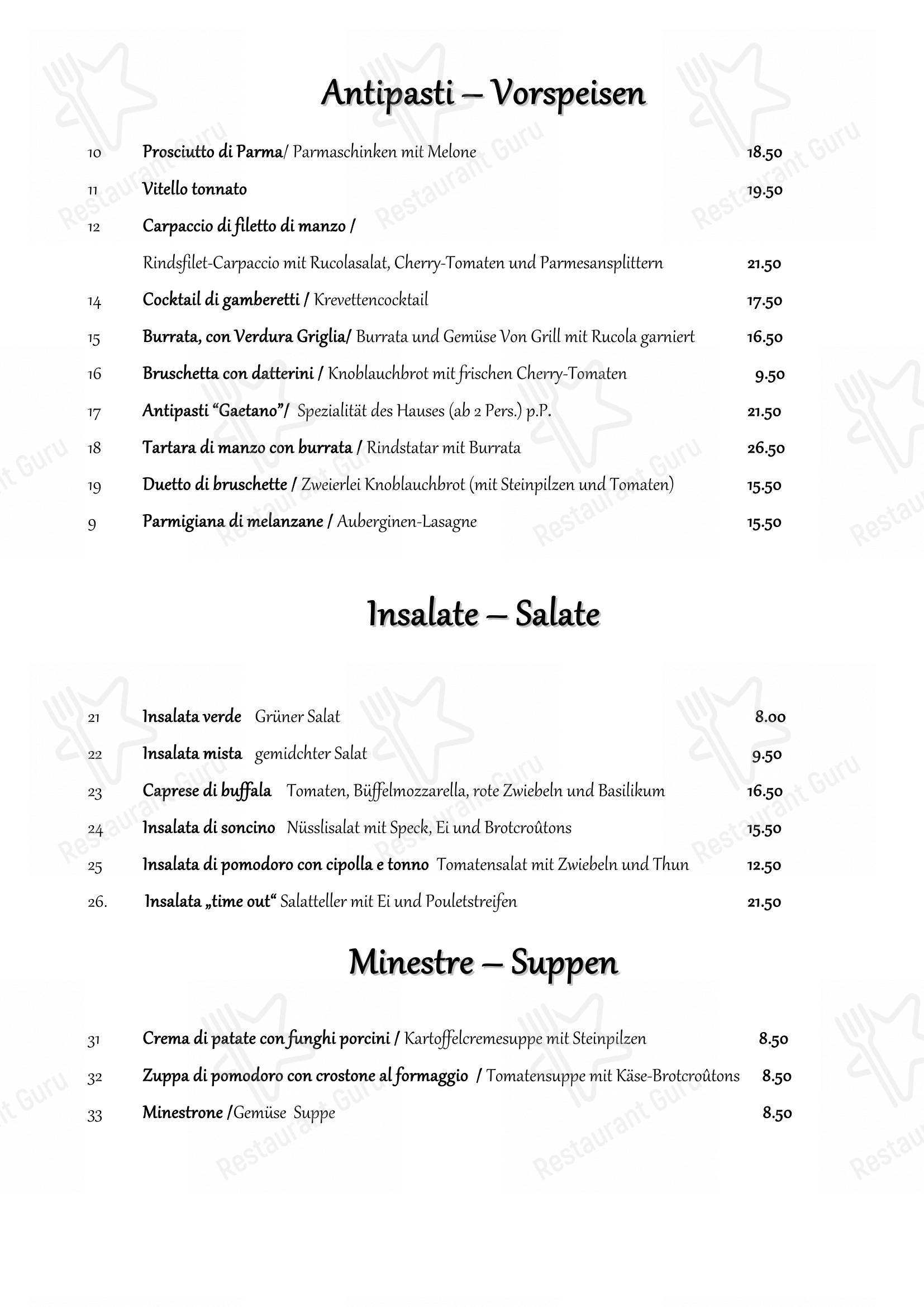Menu per Time Out in Svitto