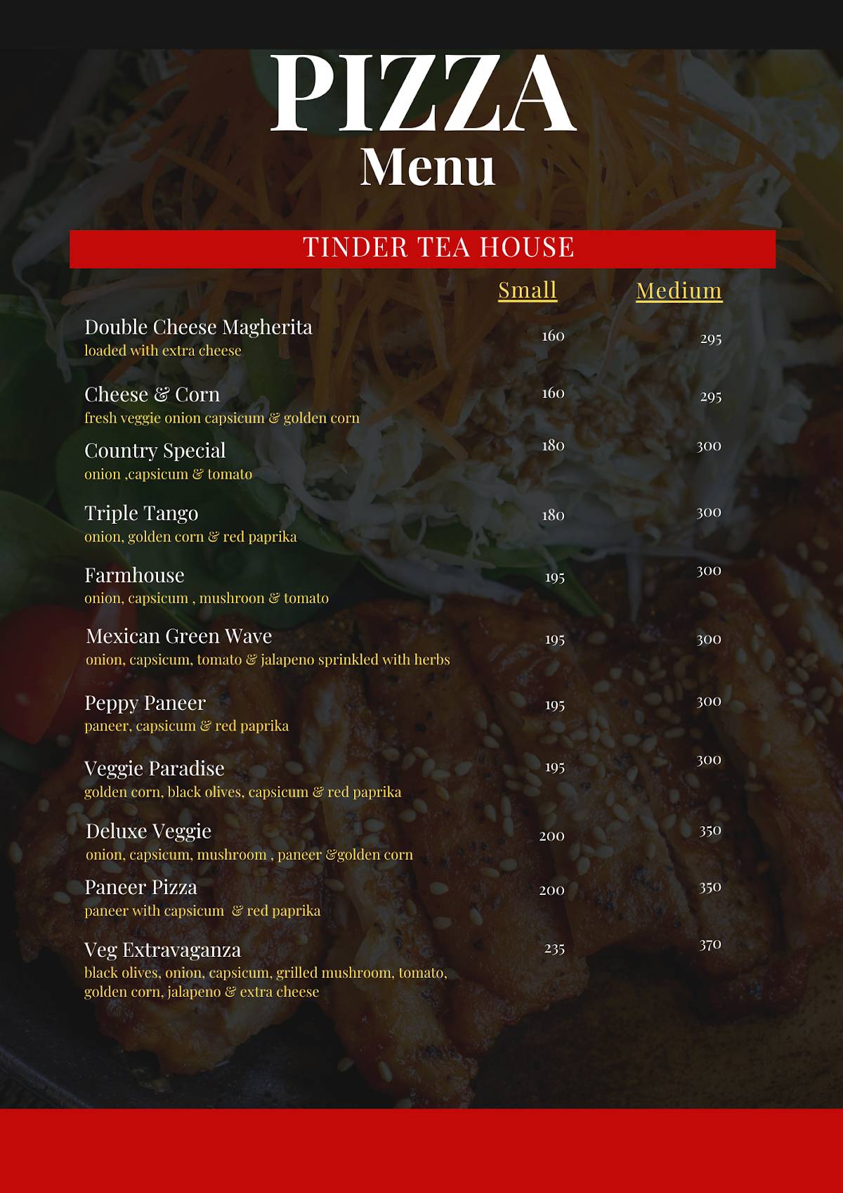 Tinder Tea House menu