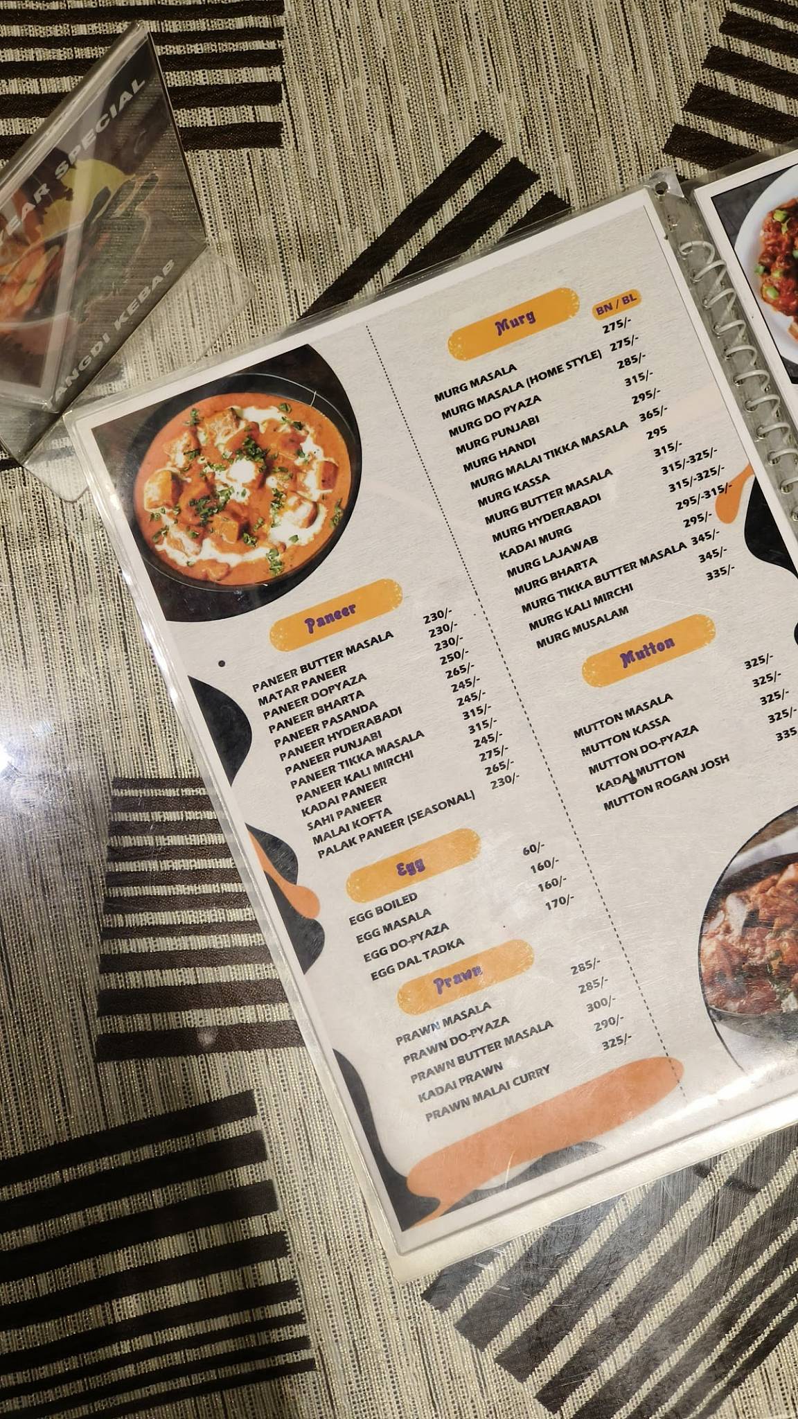 Tisha's menu