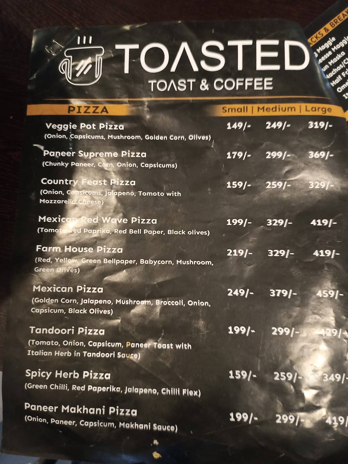Toasted cafe menu