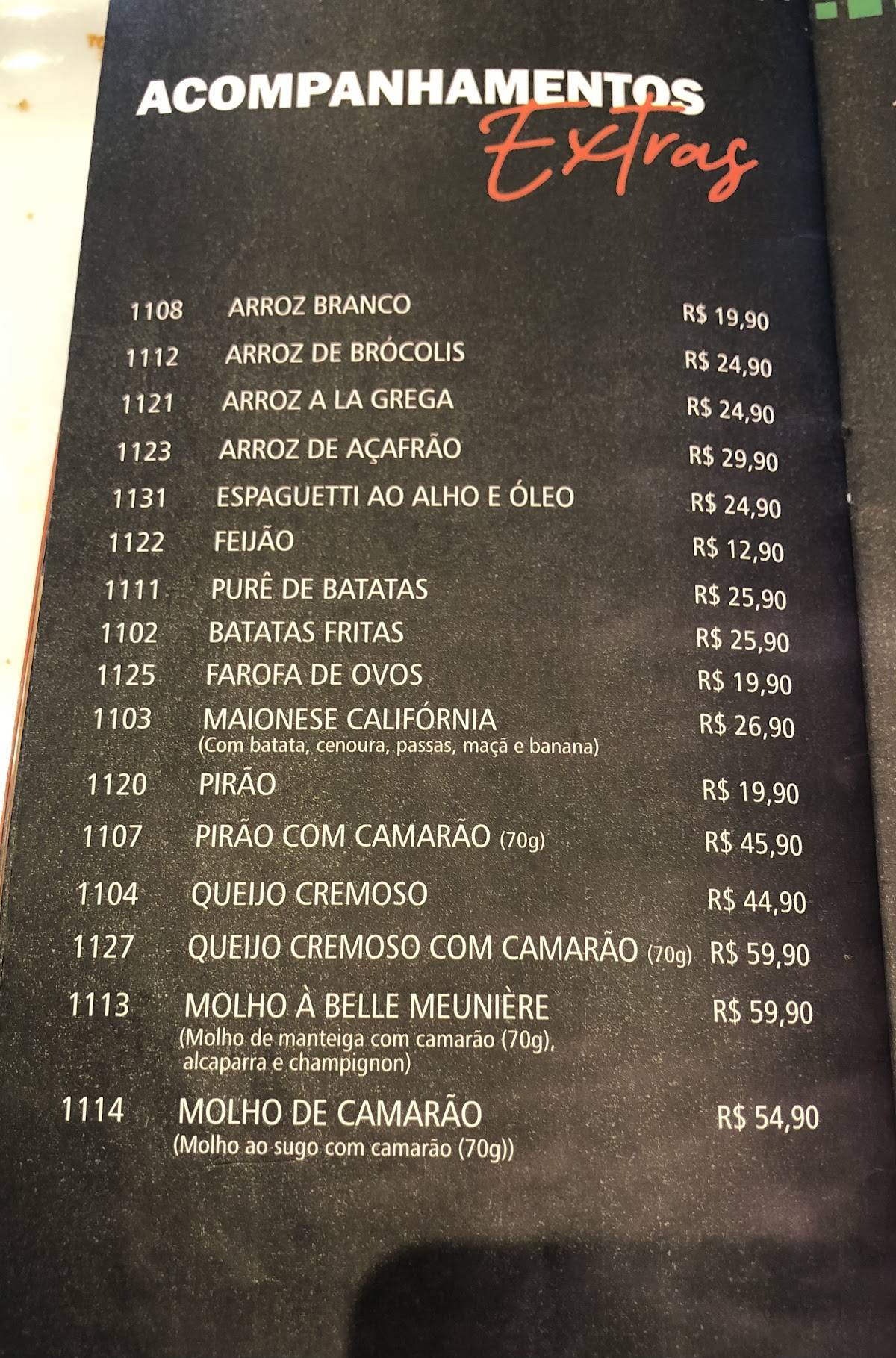 Restaurante Toca da Traíra cardápio