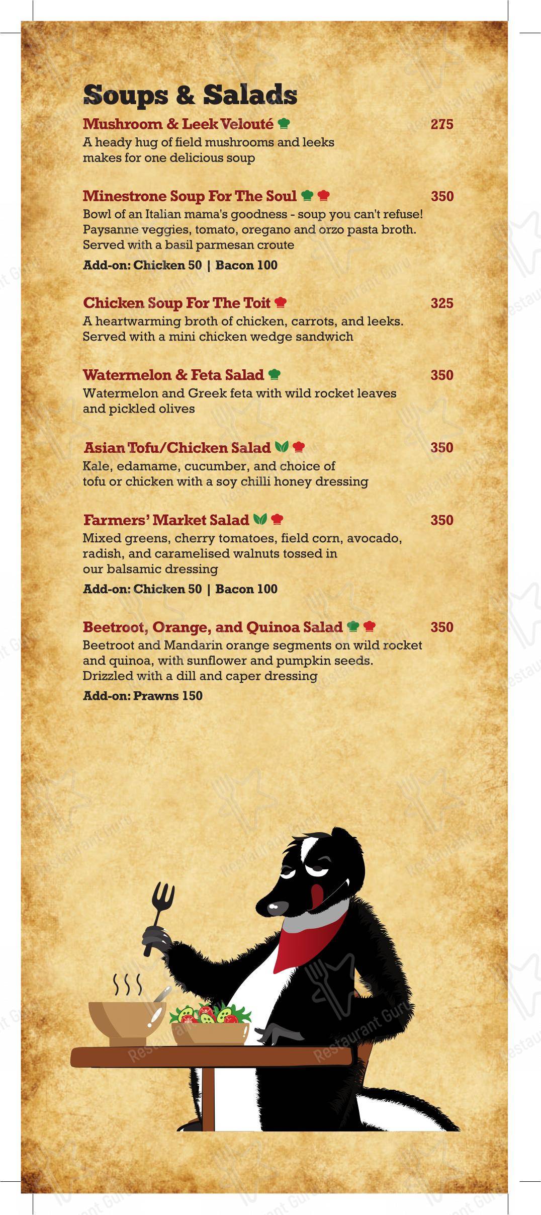 Toit in Bengaluru - Menu bar