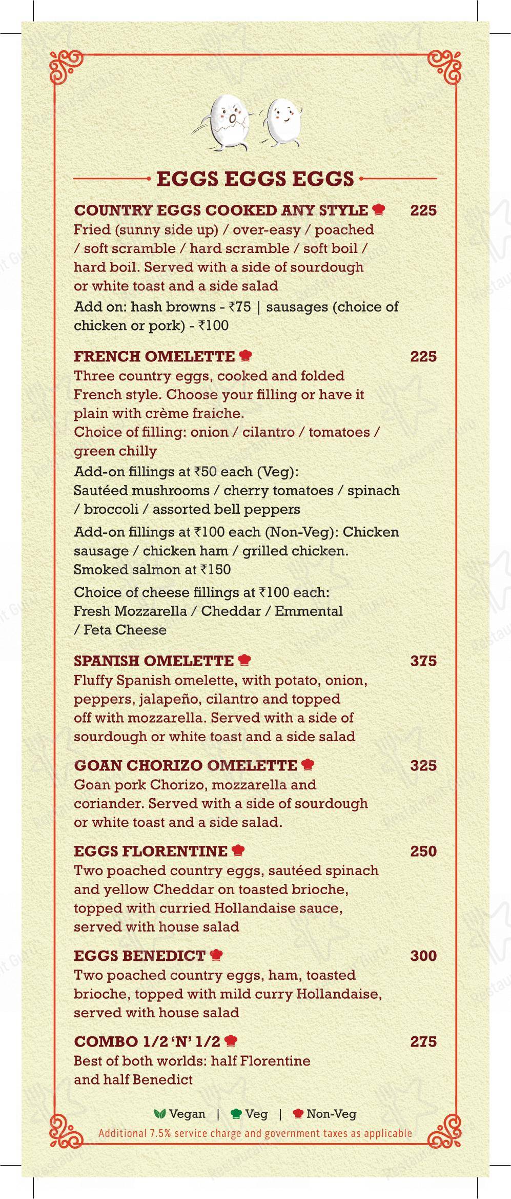 Menu for the Toit pub & bar