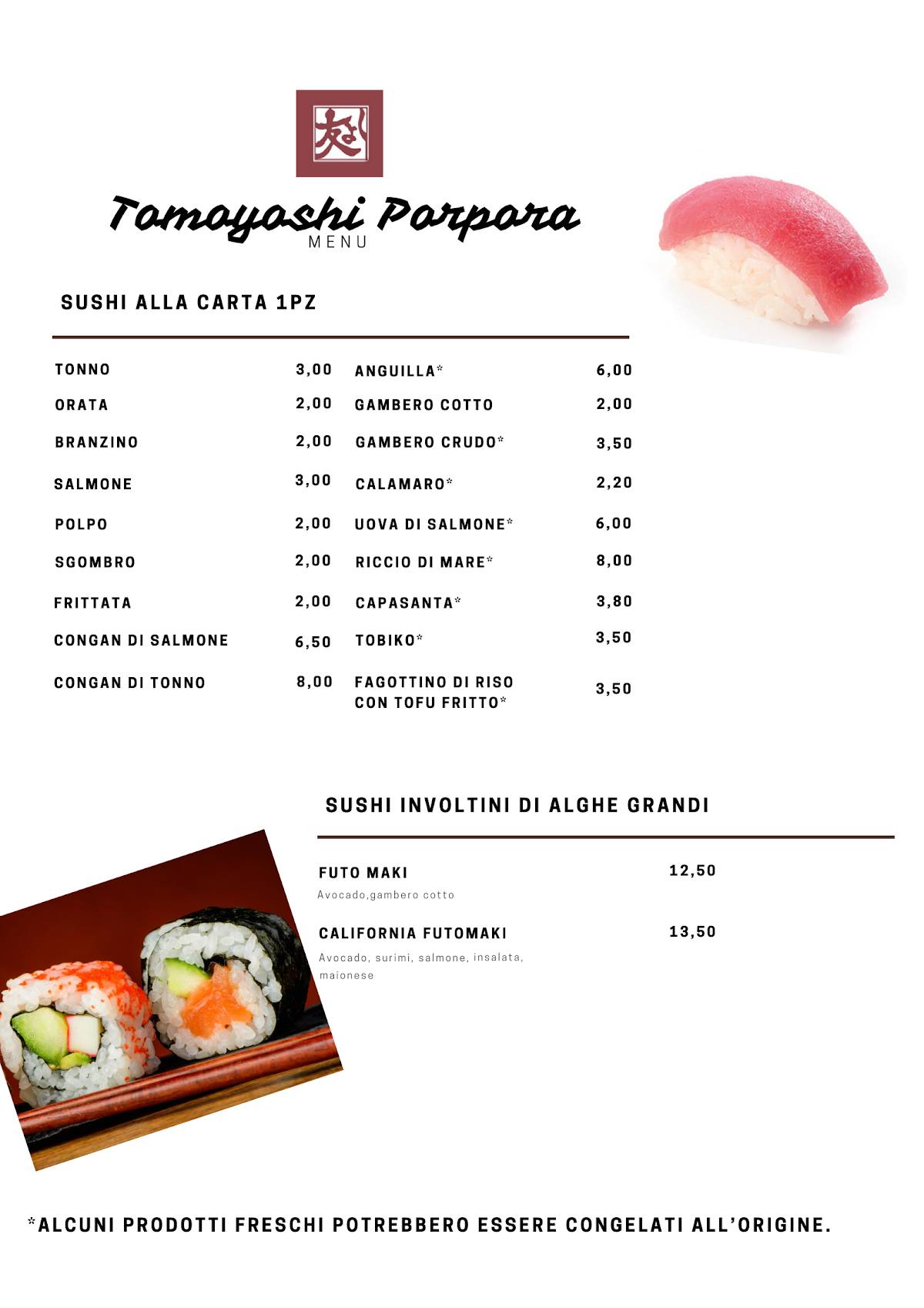Menu di Tomoyoshi Porpora 109 