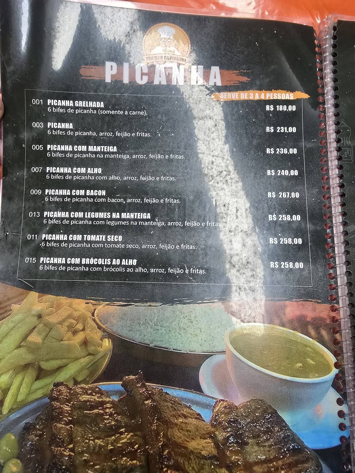 Toninho da Picanha cardápio