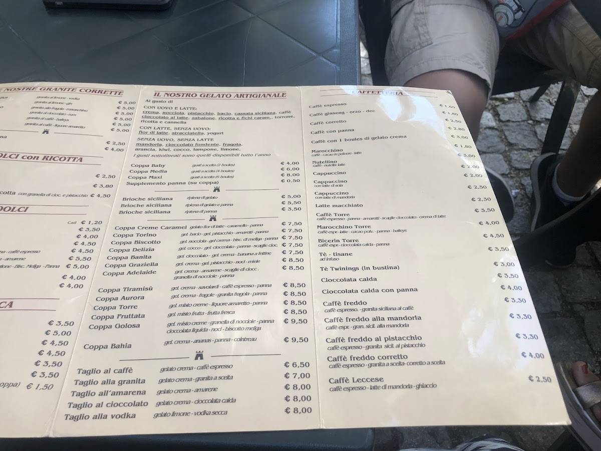 Menu di Torre Cremeria Bar 