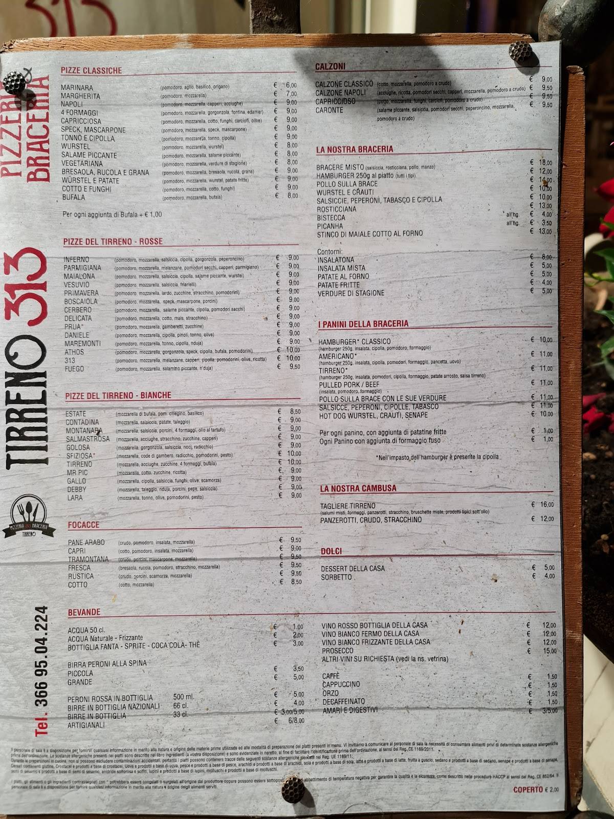 Menu di Pizzeria Tirreno 313 