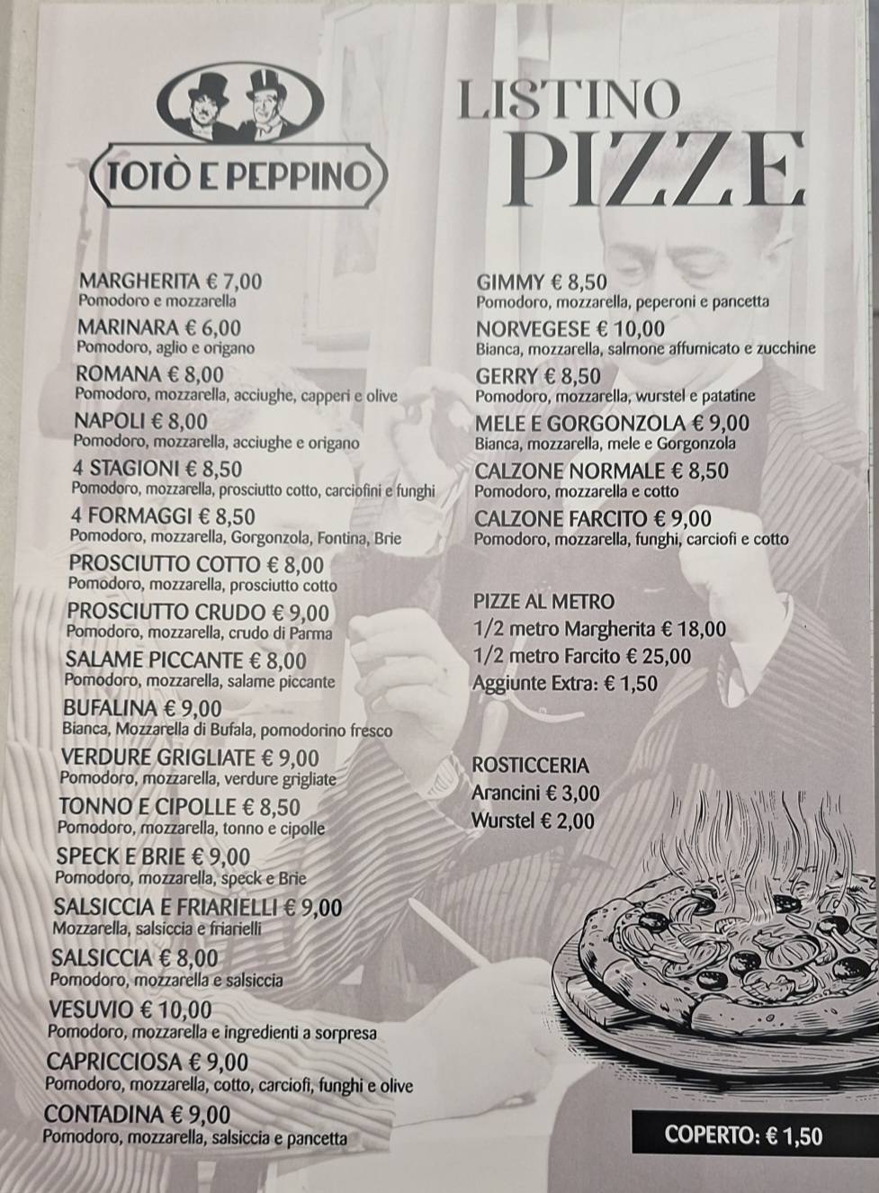 Menu di Totò e Peppino Vicofertile 