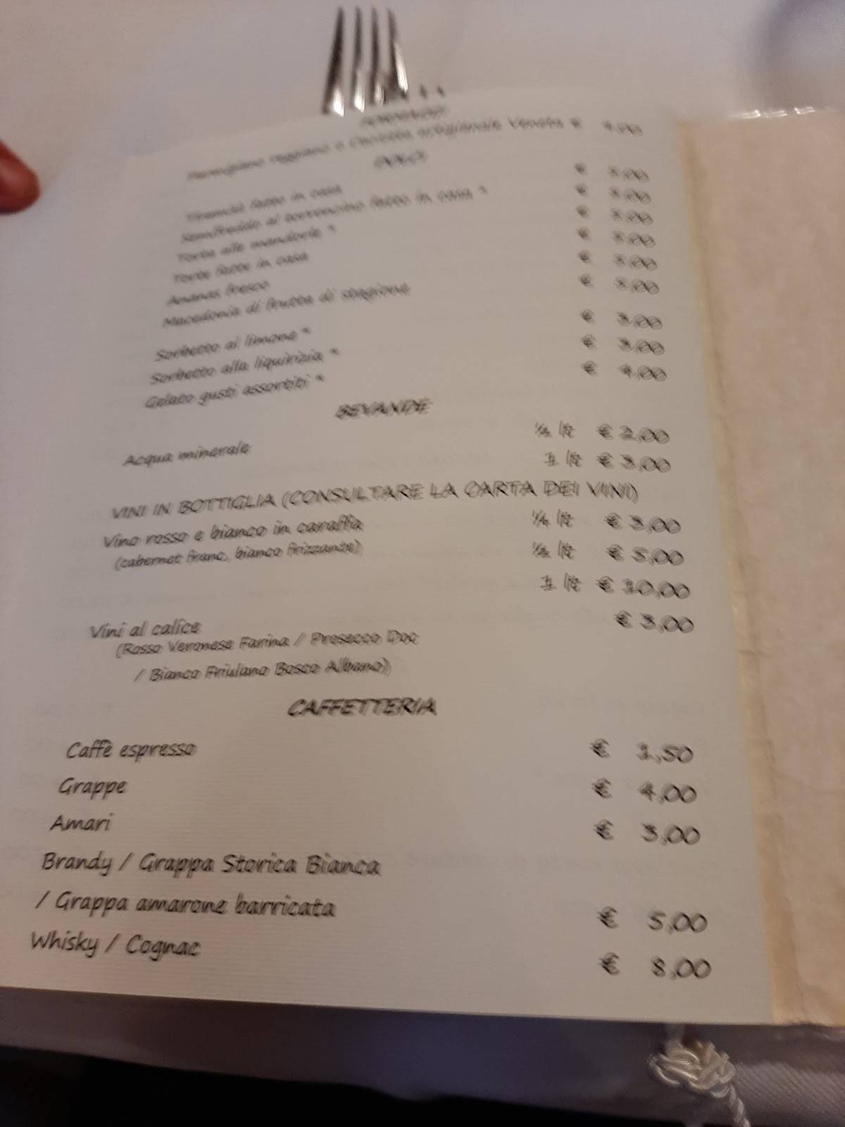 Menu di Trattoria Barison 