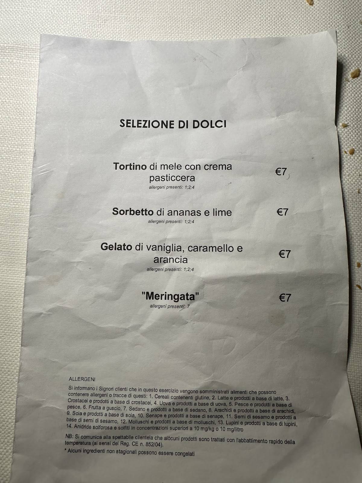 Menu di Trattoria Brunello 