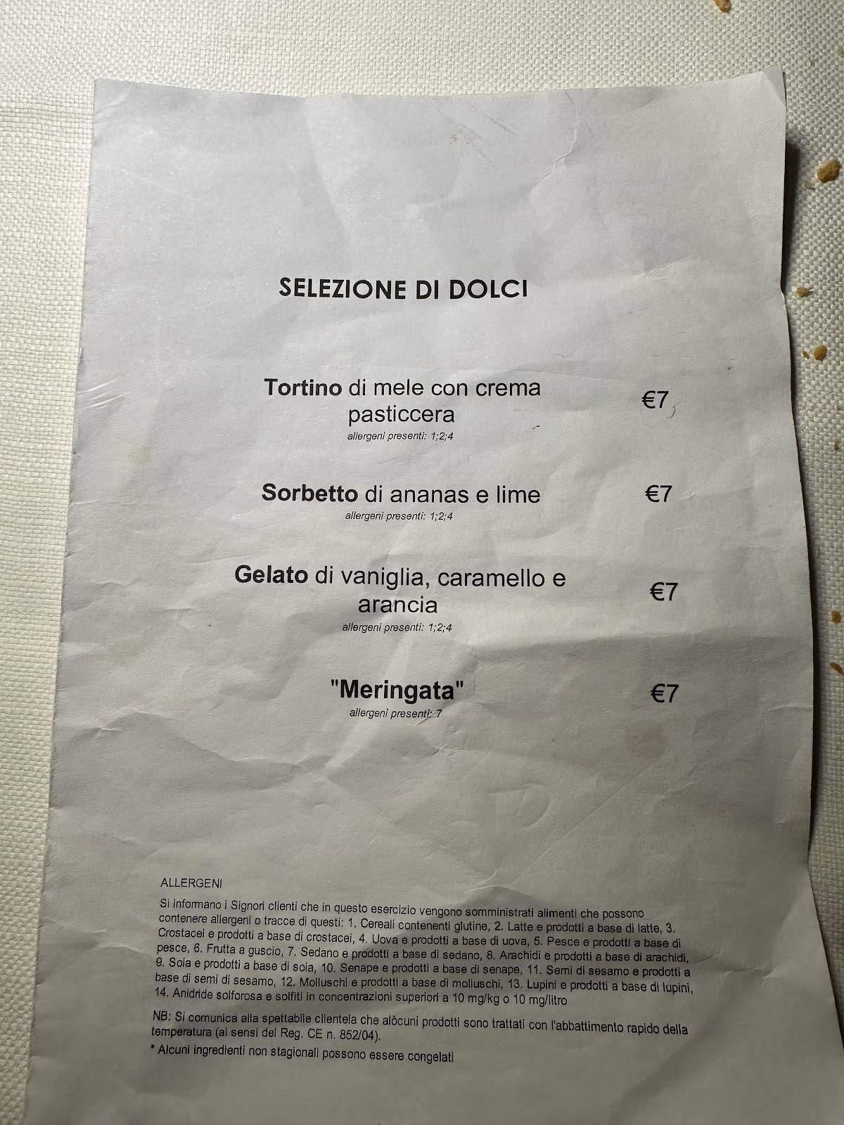 Menu di Trattoria Brunello 