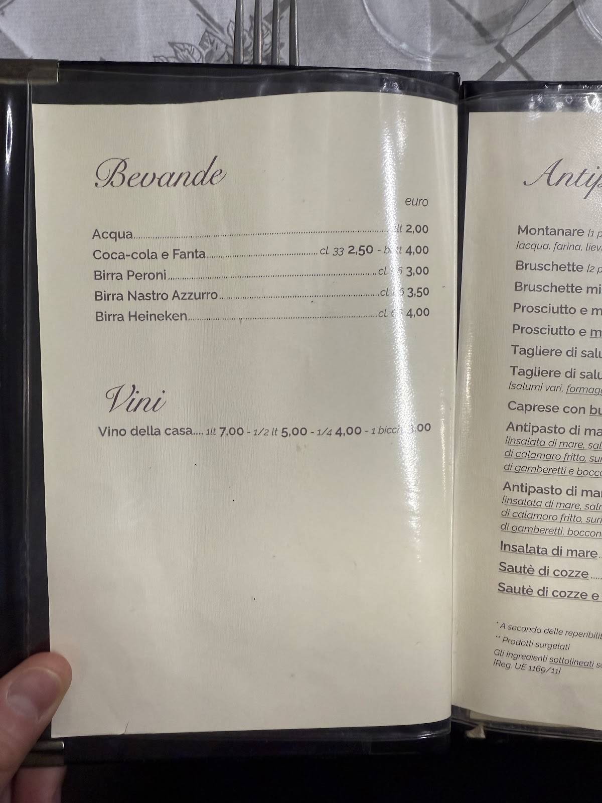 Menu di "Come a Casa Tua" 