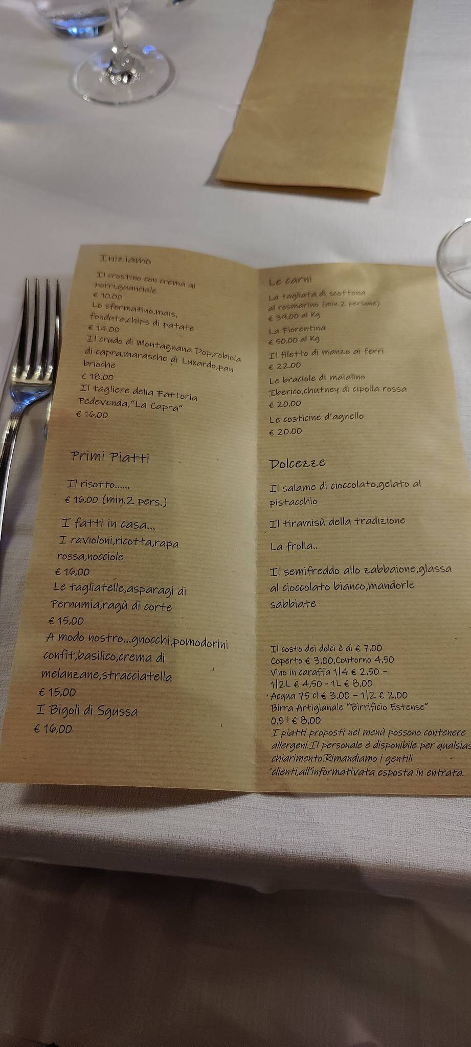 Menu di Trattoria Da Sgussa "Famiglia e Territorio " 