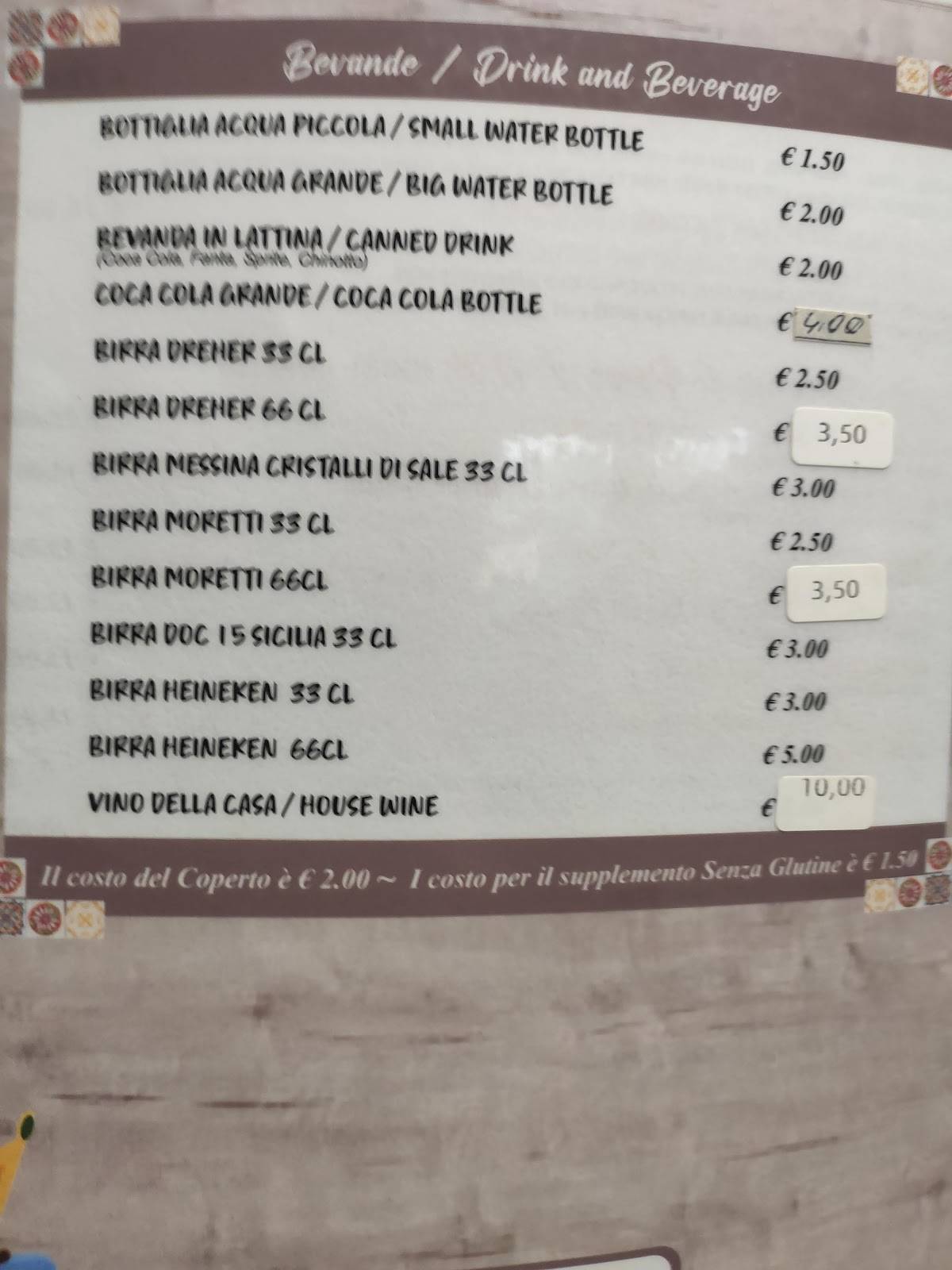 Menu di Trattoria L'Angolo 