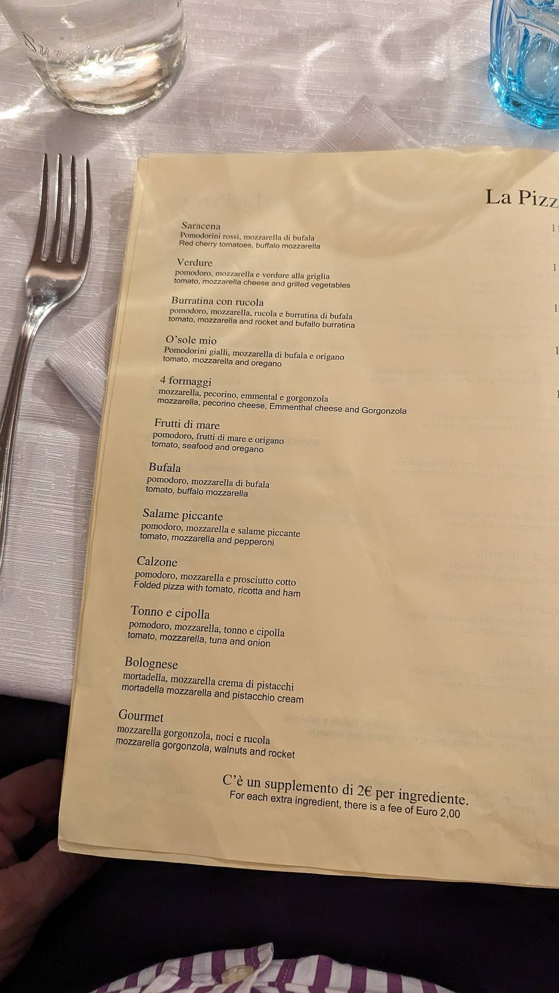 Menu di Trattoria Pizzeria La Mela 