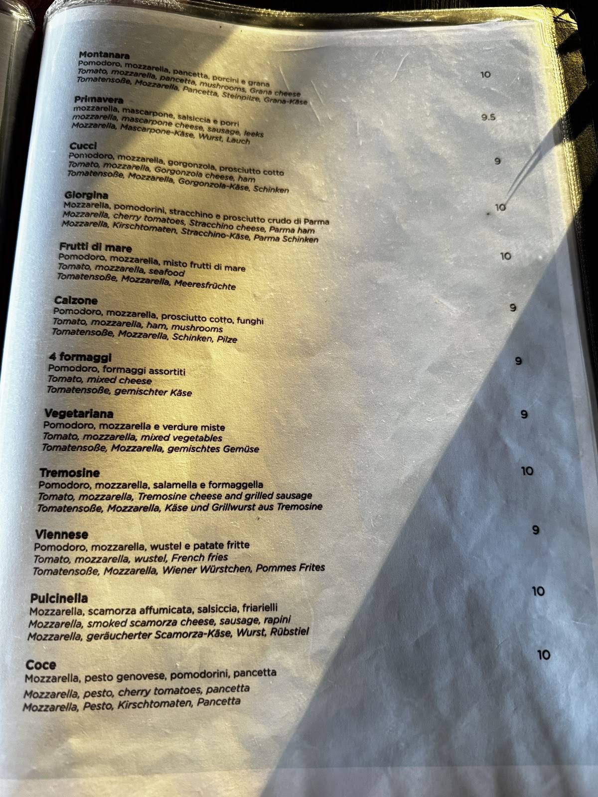 Menu di Trattoria Pizzeria Primavera - Fraz.Voltino 