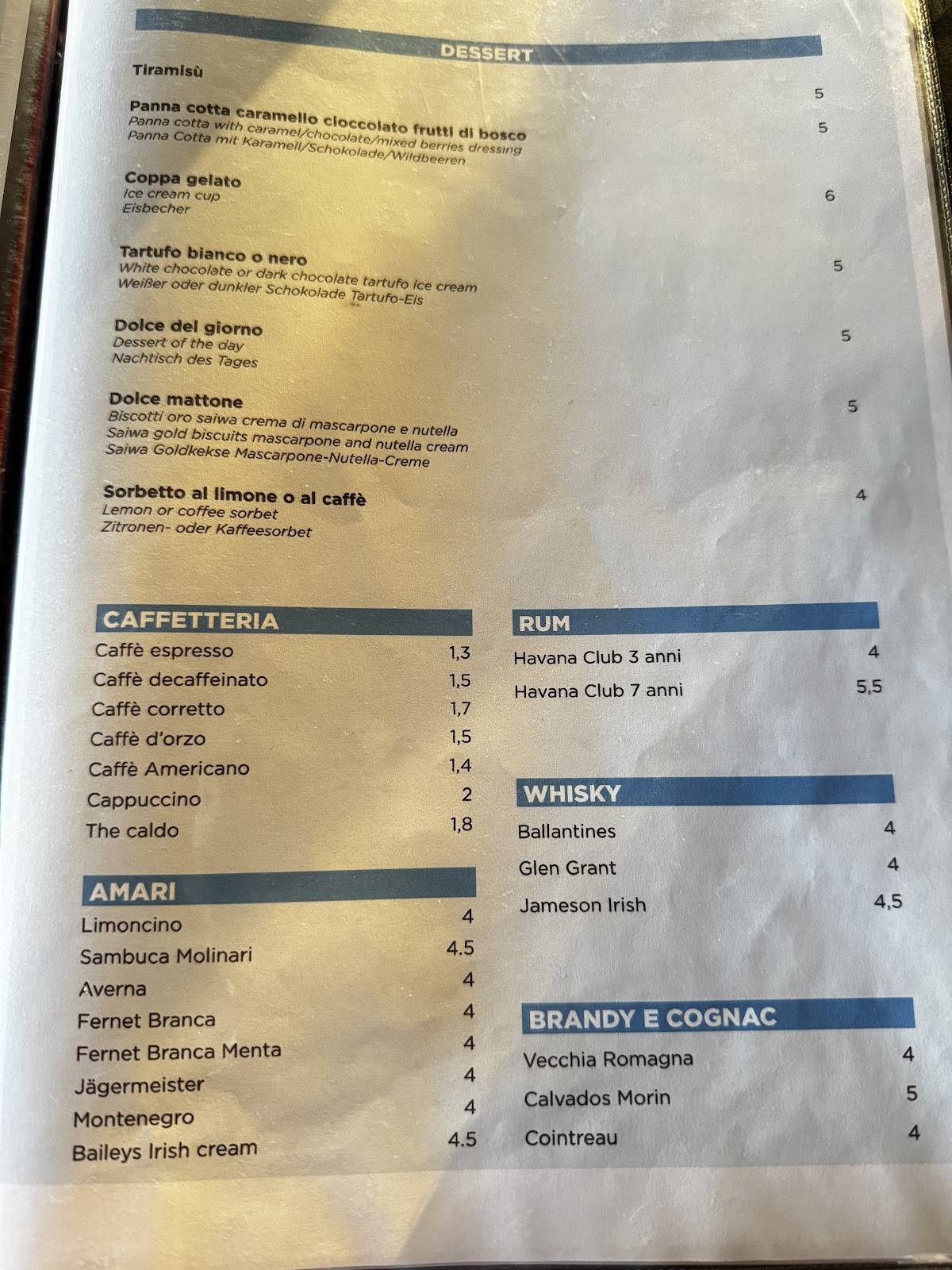 Menu di Trattoria Pizzeria Primavera - Fraz.Voltino 