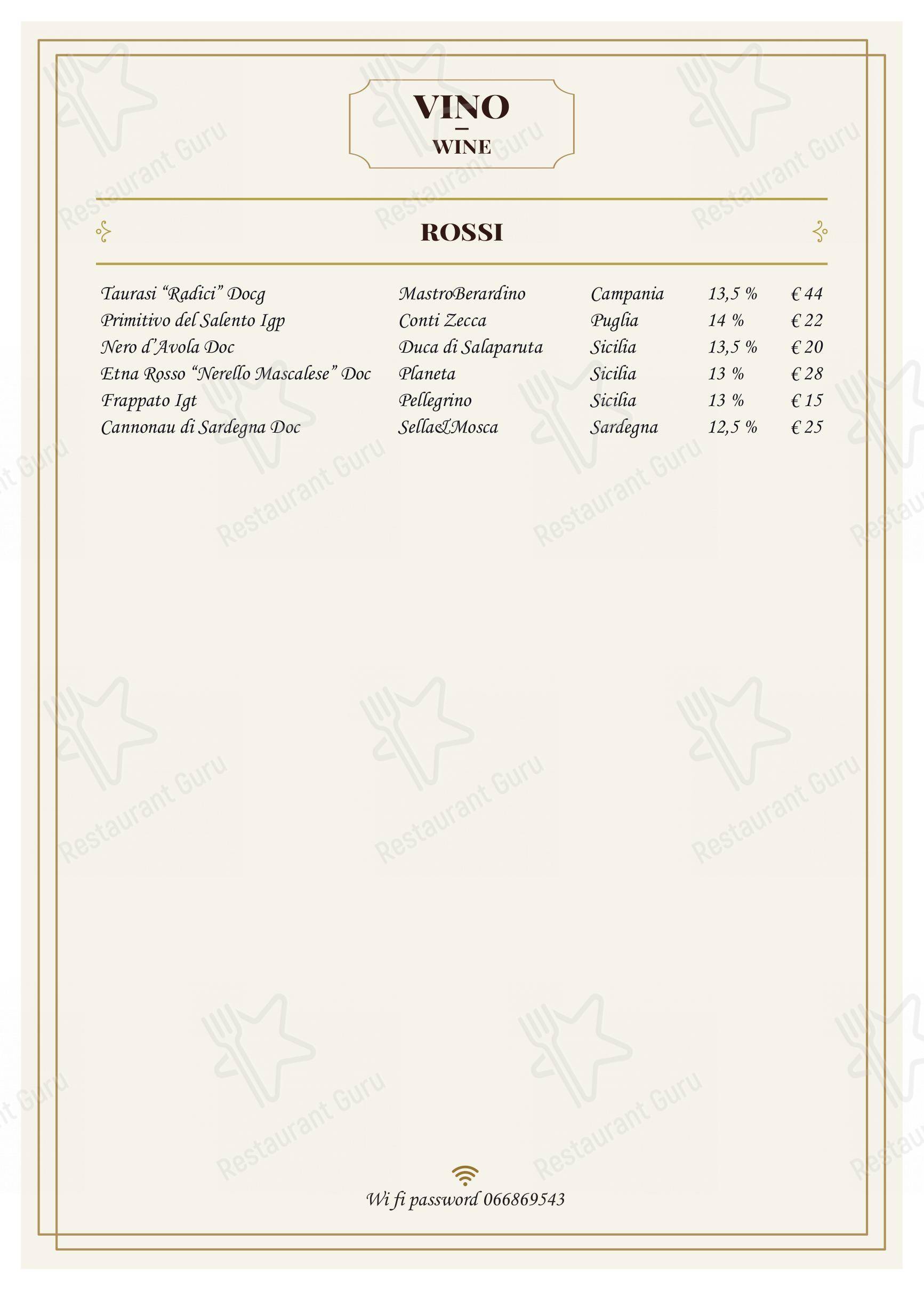 Menu di Trattoria Polese - Menu bar