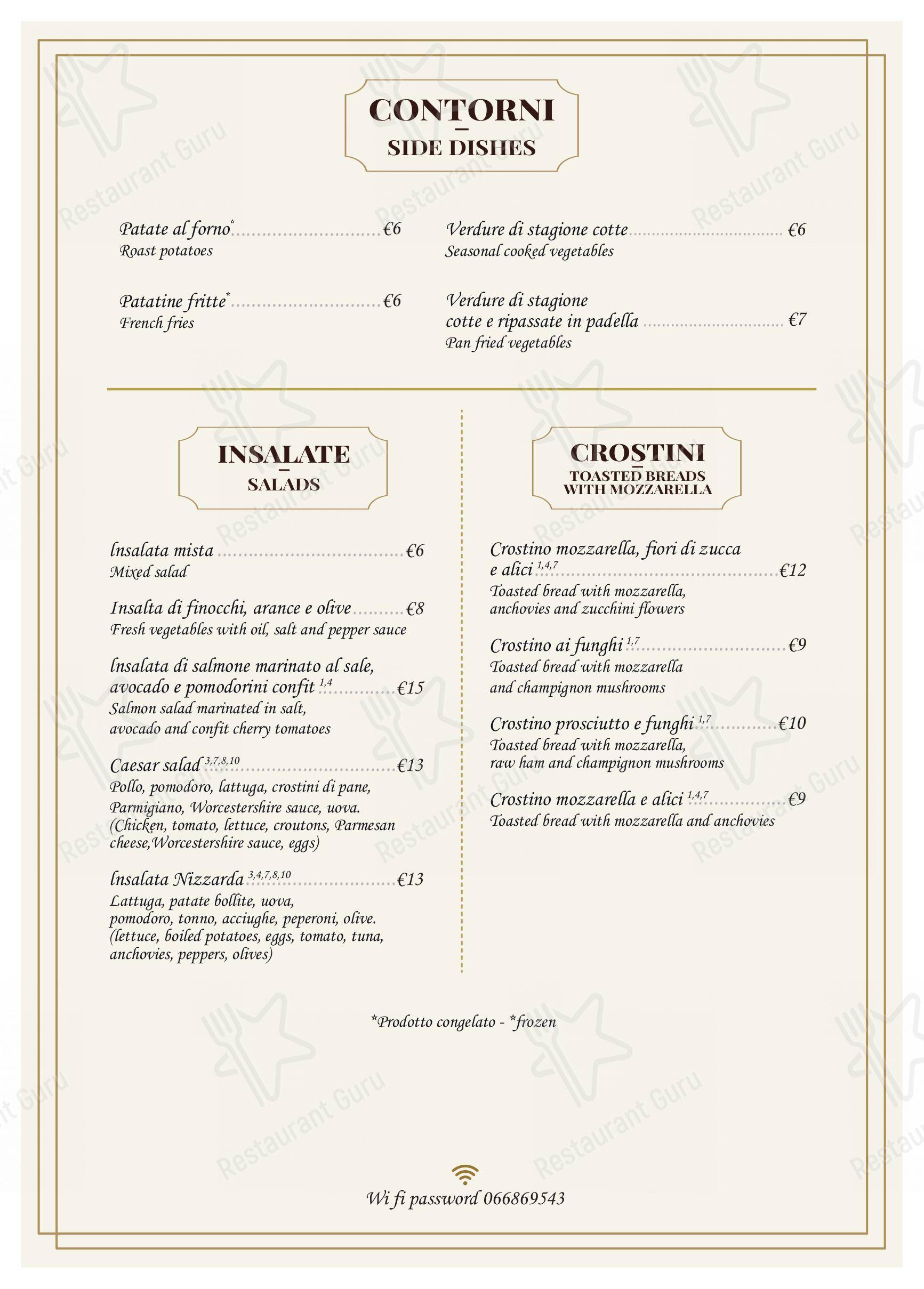Menu bar per Trattoria Polese in Roma