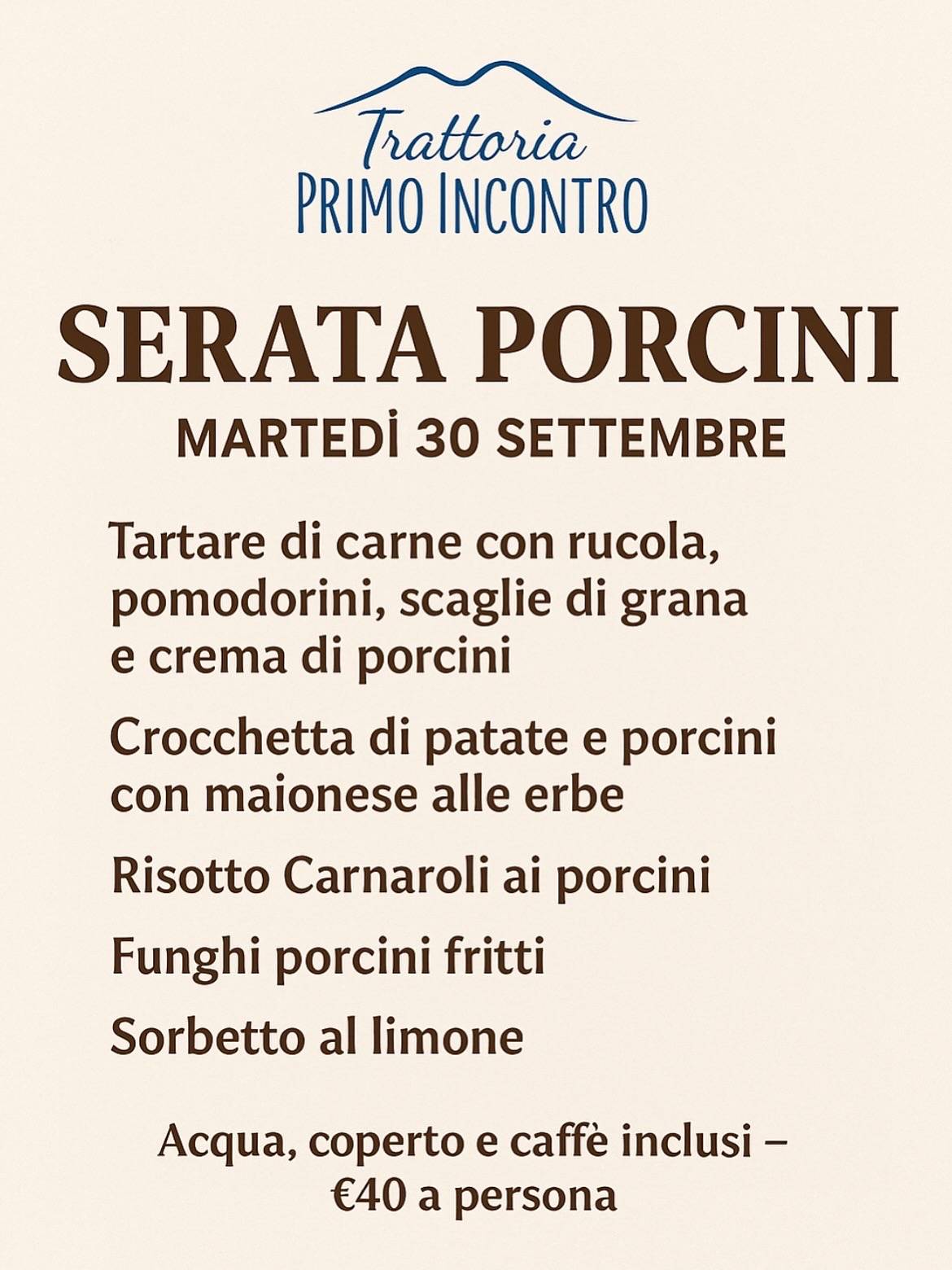 Menu di Trattoria Primo Incontro 
