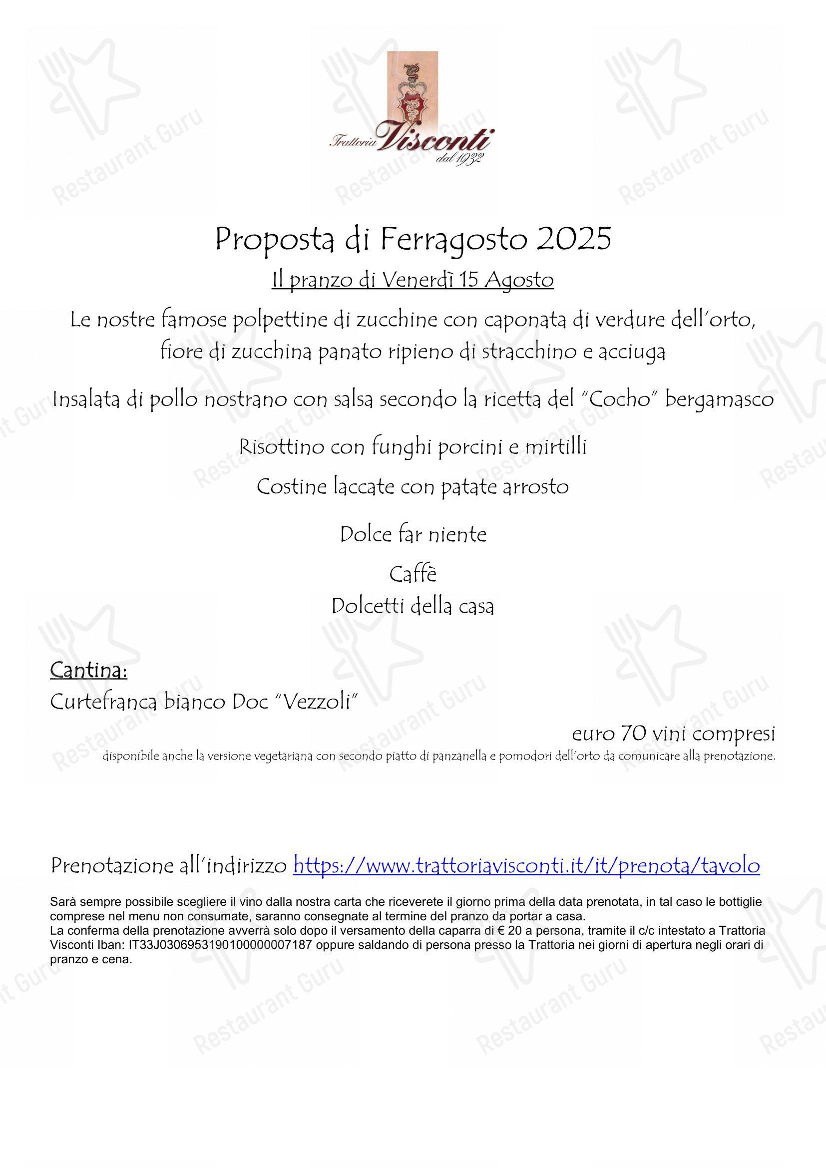 Коктейльная карта per Trattoria Visconti in Ambivere