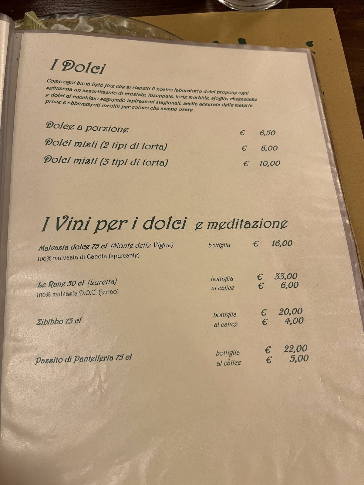 Menu di Trattoria dai Sibani 