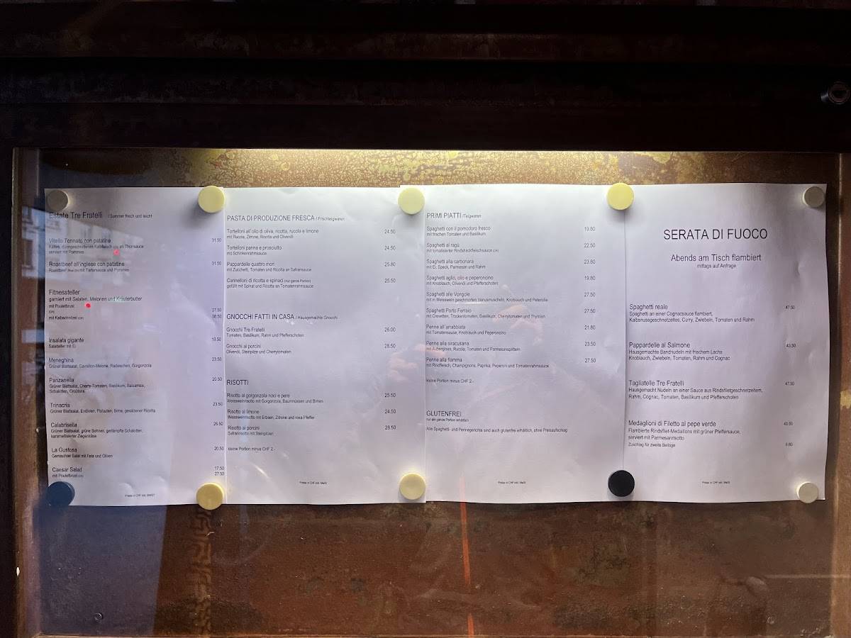 Menu di Tre Fratelli 