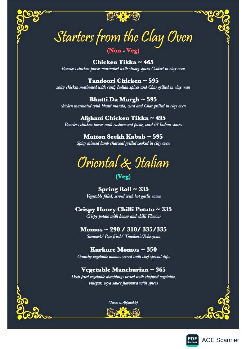 Trees and Treats menu