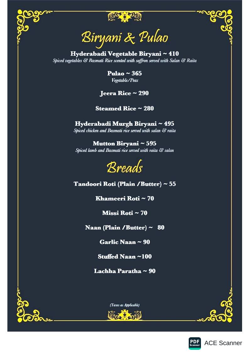 Trees and Treats menu