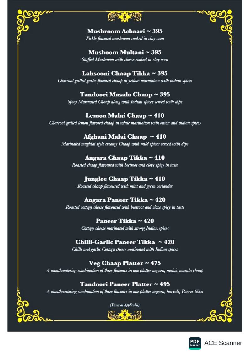 Trees and Treats menu