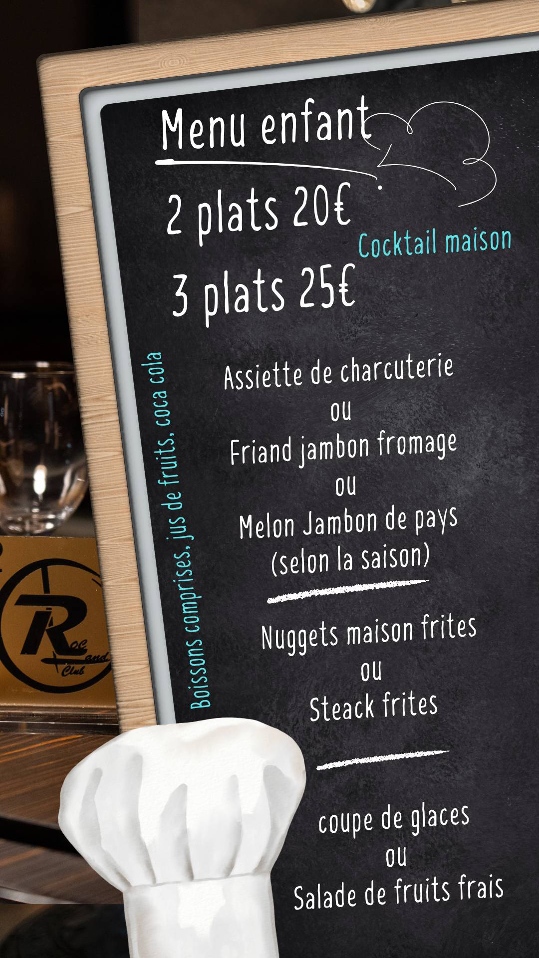 Menu de Roc Land Restaurant Hôtel Discothèque