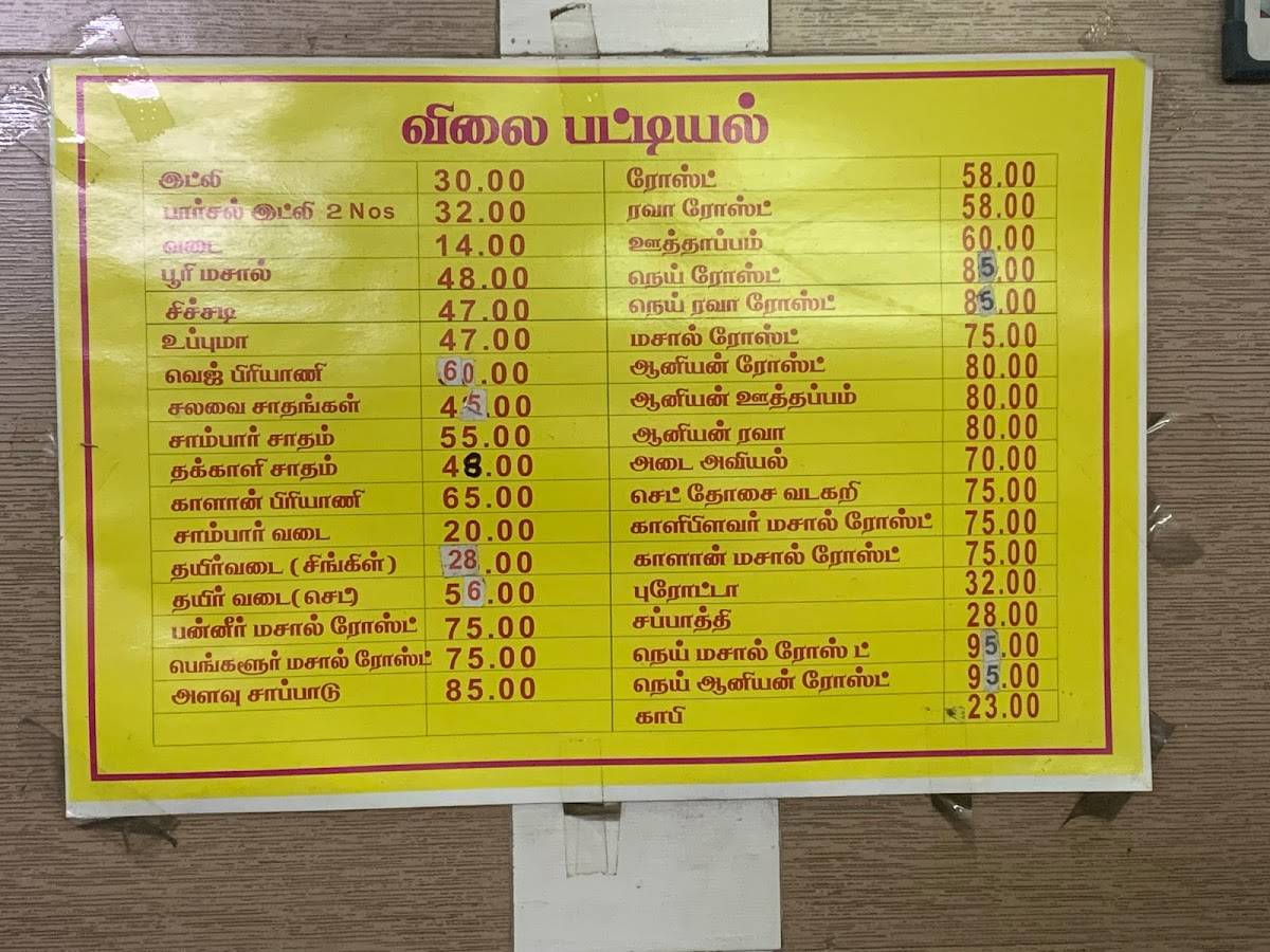 Trichy Cafe - Manikoondu menu