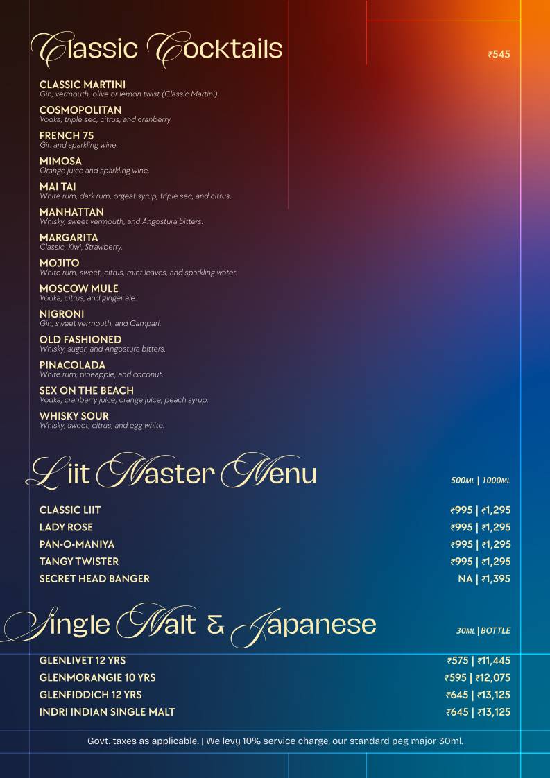 Trippy Tequila Noida menu