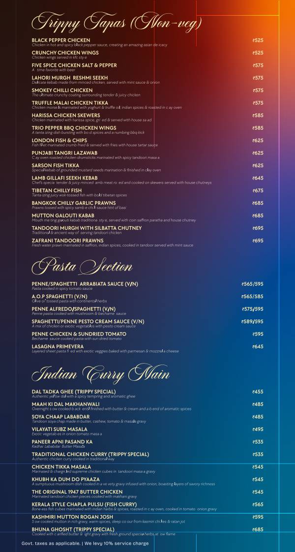 Trippy Tequila Noida menu