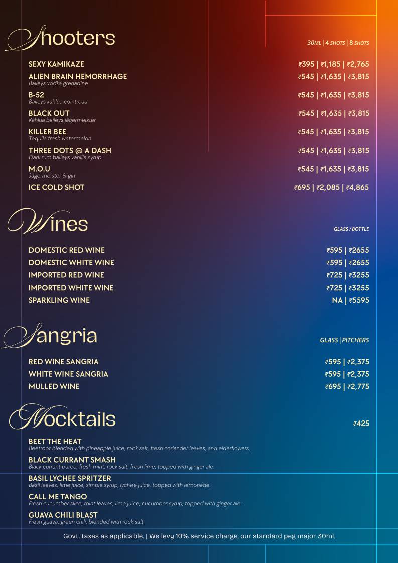 Trippy Tequila Noida menu
