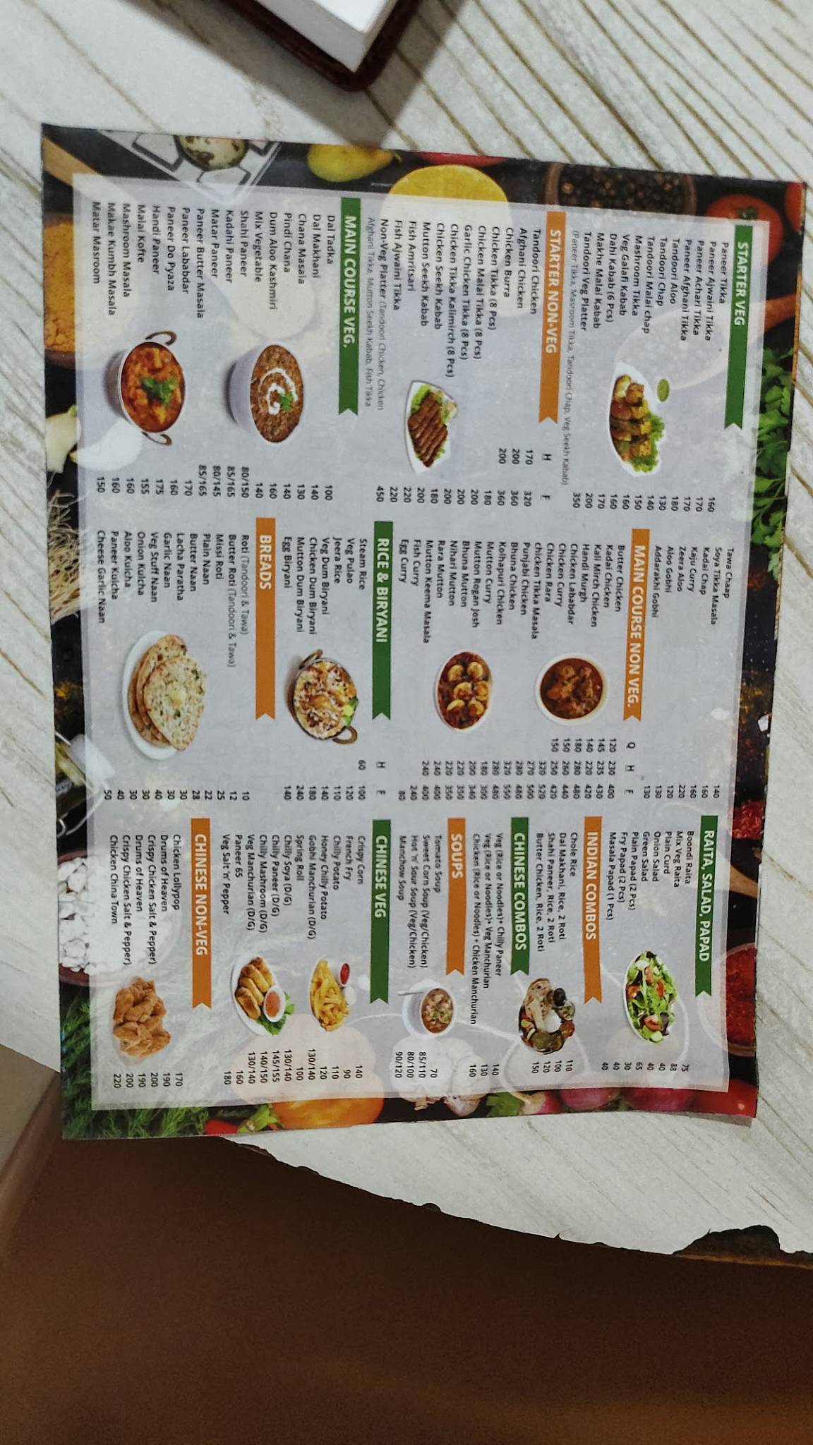 Tripti Restaurant menu