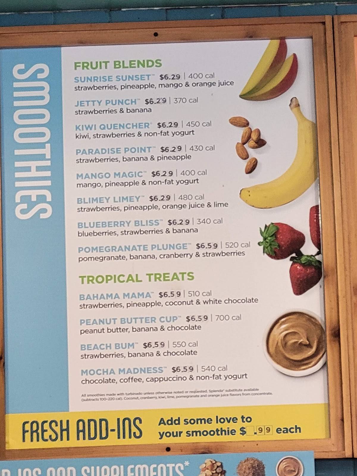 Smoothie Menu Tropical Smoothie Cafe - y3l6z85