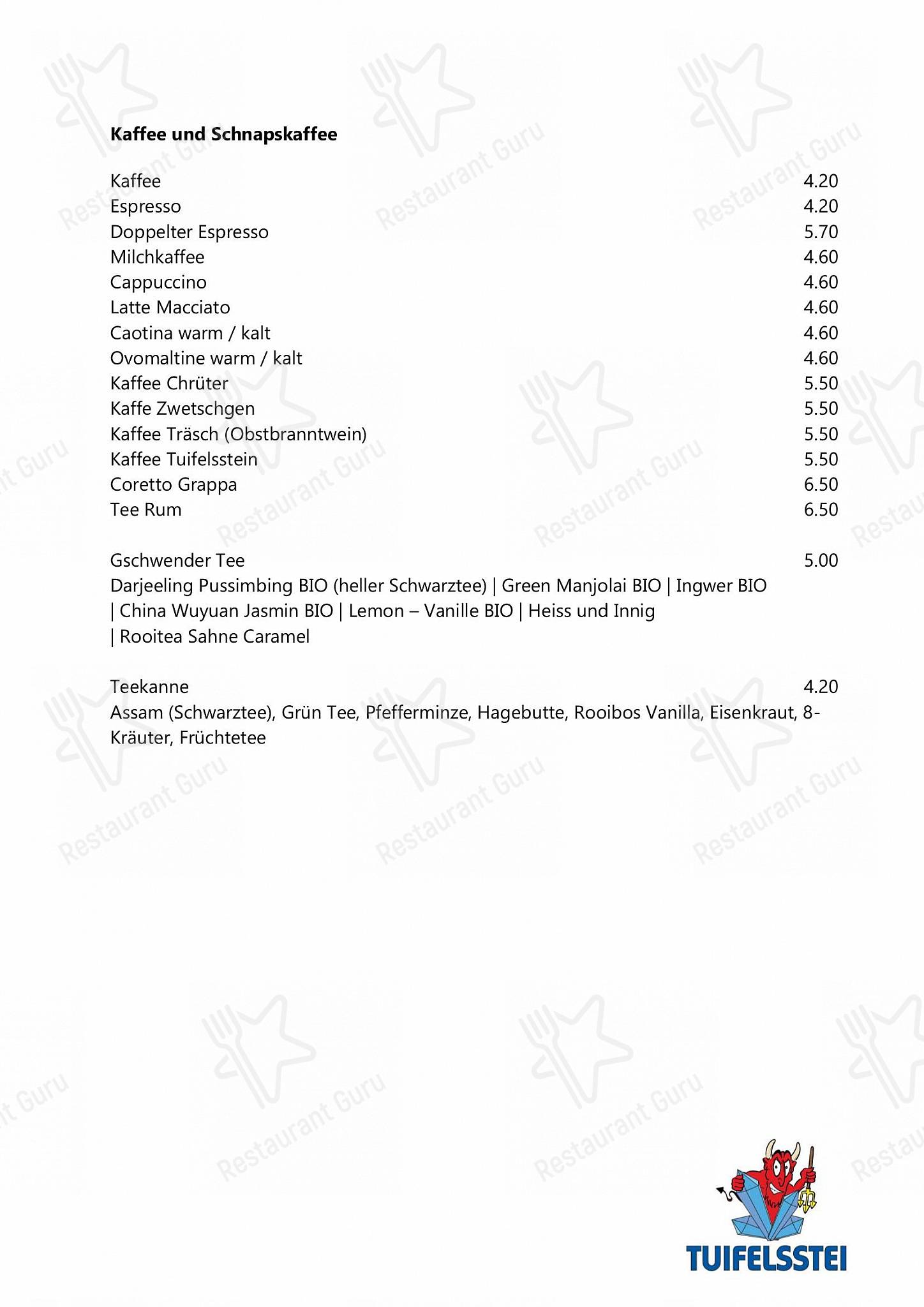 Restaurant Tuifelsstei in Engelberg - Lunch Menu