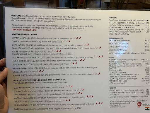 Menu de Turban