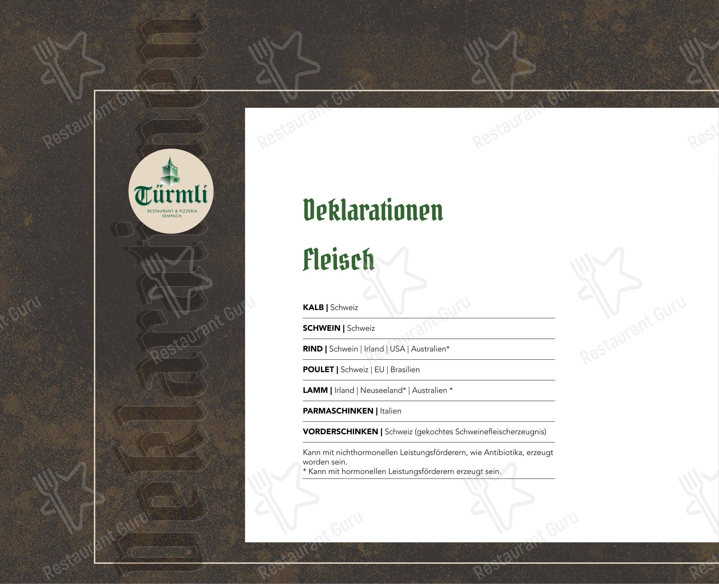 Türmli Restaurant & Pizzeria in Sempach - Коктейльная карта