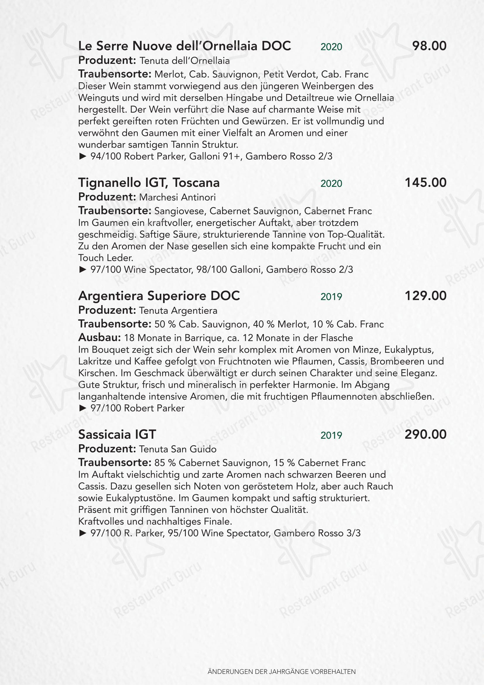 Menu di Türmli Restaurant & Pizzeria - Основное меню