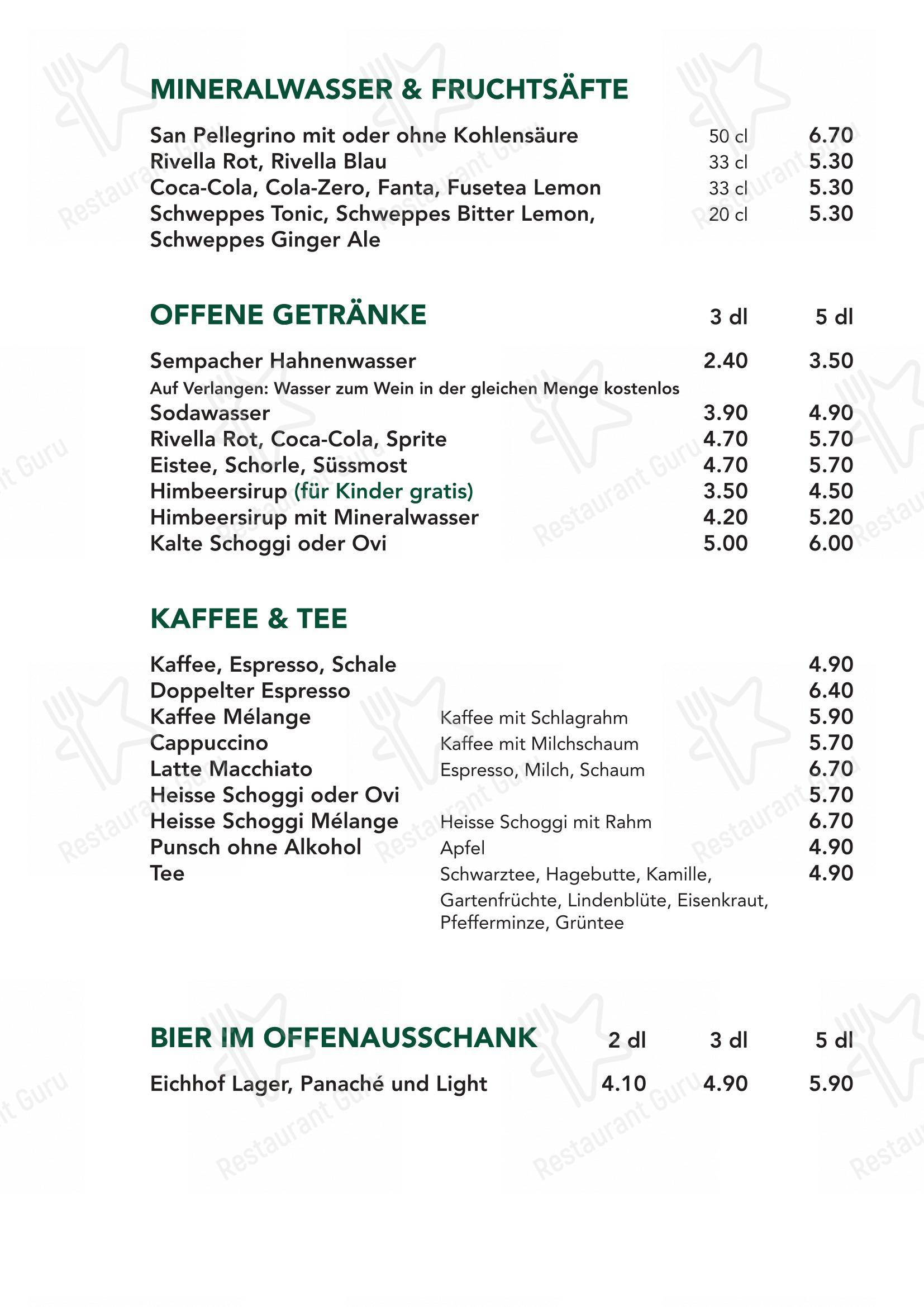 Крафт меню per Türmli Restaurant & Pizzeria in Sempach
